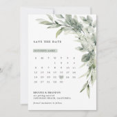 Sage Green Eucalyptus Minimalist Botanical Weddens Save The Date (Voorkant)