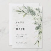Sage Green Eucalyptus Minimalist Botanical Weddens Save The Date (Voorkant)