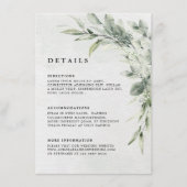 Sage Green Eucalyptus Minimalist Weddenschap Detai Informatiekaartje (Voorkant)