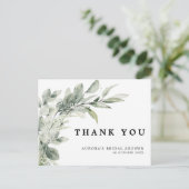 Sage Green Eucalyptus Minimalist Weddenschap Harte Briefkaart (Staand voorkant)