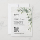 Sage Green Eucalyptus Minimalistische QR-code Foto RSVP Kaartje (Voorkant)