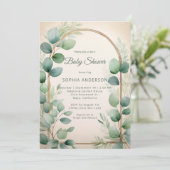 Sage Green Eucalyptus Neutral Baby Shower Kaart (Staand voorkant)