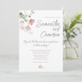 Sage Green Eucalyptus Pink Florals bruiloft (Staand voorkant)