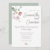 Sage Green Eucalyptus Pink Florals bruiloft (Voorkant / Achterkant)