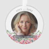 Sage Green Eucalyptus Pink Roses Remembrance Ornament (voorkant)