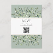 Sage Green Eucalyptus QR Code Wedding RSVP  Informatiekaartje (Voorkant)