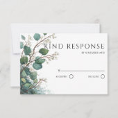 Sage Green Eucalyptus QR Code Wedding RSVP Kaartje (Voorkant)