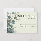 Sage Green Eucalyptus QR Code Wedding RSVP Kaartje (Voorkant)