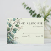 Sage Green Eucalyptus QR Code Wedding RSVP Kaartje (Staand voorkant)