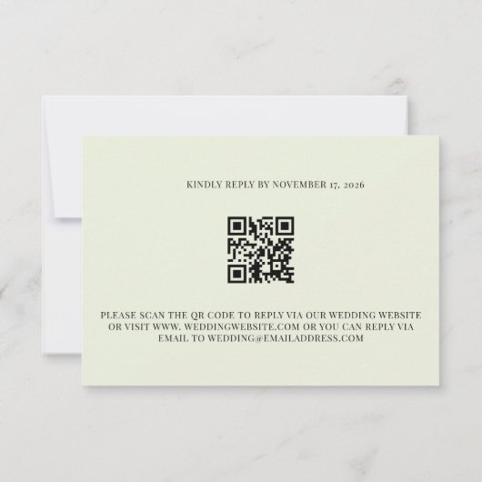 Sage Green Eucalyptus QR Code Wedding RSVP Kaartje (Achterkant)