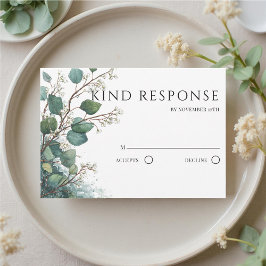 Sage Green Eucalyptus QR Code Wedding RSVP Kaartje