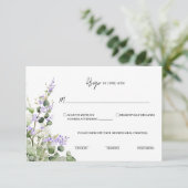 Sage Green Eucalyptus RSVP Card with Lilac Florals (Staand voorkant)