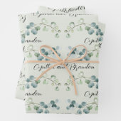 Sage Green Eucalyptus Sprigs Wedding Branding Inpakpapier Vel (In situ)