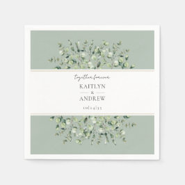 Sage Green Eucalyptus Together Forever Wedding Servet