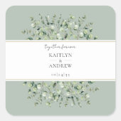 Sage Green Eucalyptus voor altijd samen Vierkante Sticker (Voorkant)
