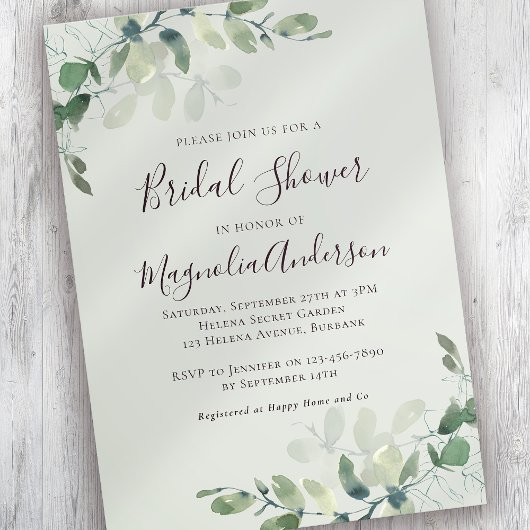 Sage Green Eucalyptus Vrijgezellenfeest Kaart