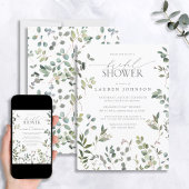 Sage Green Eucalyptus Waterverf Vrijgezellenfeest Kaart