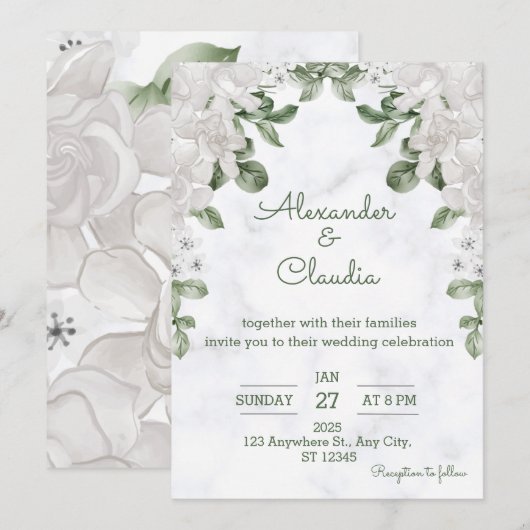 Sage Green Eucalyptus Weddenschap Kaart (Voorkant / Achterkant)