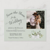 Sage Green Eucalyptus Weddenschap Save the Date Ph Aankondigingskaart (Voorkant)