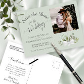 Sage Green Eucalyptus Weddenschap Save the Date Ph Aankondigingskaart