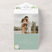 Sage Green Eucalyptus Wedding All In One Uitnodiging (Buitenkant)