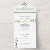Sage Green Eucalyptus Wedding All In One Uitnodiging (Binnen)
