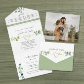 Sage Green Eucalyptus Wedding All In One Uitnodiging