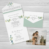 Sage Green Eucalyptus Wedding All In One Uitnodiging