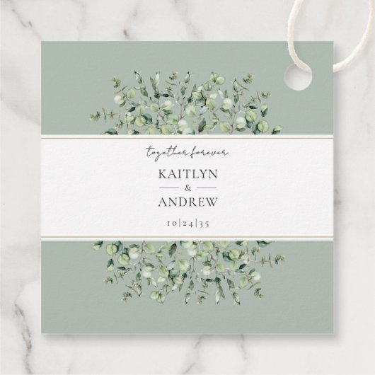 Sage Green Eucalyptus Wedding Bedankjes Labels (Achterkant)