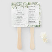 Sage Green Eucalyptus Wedding Ceremony Program Han Handwaaier (Voorkant en achterkant)