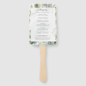 Sage Green Eucalyptus Wedding Ceremony Program Han Handwaaier (Achterkant)