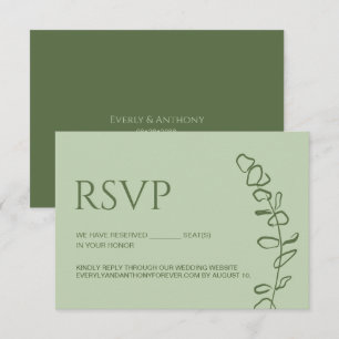 Sage Green Eucalyptus Wedding Chic Reserved seat RSVP Kaartje