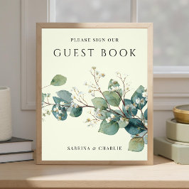 Sage Green Eucalyptus Wedding Guest Book Sign Foto Afdruk