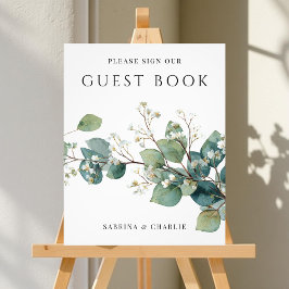 Sage Green Eucalyptus Wedding Guest Book Sign Foto Afdruk