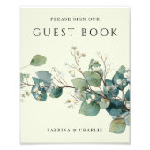 Sage Green Eucalyptus Wedding Guest Book Sign Foto Afdruk (Voorkant)