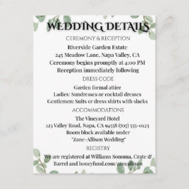 Sage Green Eucalyptus Wedding Info Card Informatiekaartje