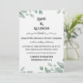 Sage Green Eucalyptus Wedding Invitation Kaart (Staand voorkant)