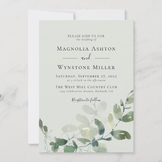 Sage Green Eucalyptus Wedding Kaart (Voorkant)