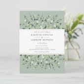 Sage Green Eucalyptus Wedding Kaart (Staand voorkant)