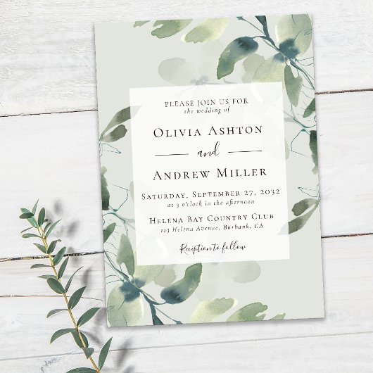 Sage Green Eucalyptus Wedding Kaart