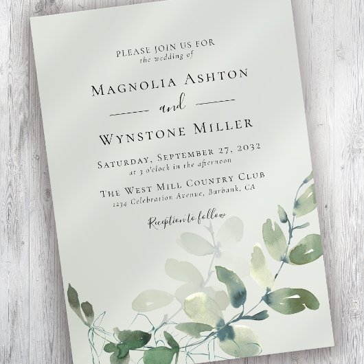 Sage Green Eucalyptus Wedding Kaart