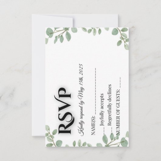 Sage Green Eucalyptus Wedding RSVP Card (Voorkant)