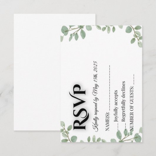 Sage Green Eucalyptus Wedding RSVP Card (Voorkant / Achterkant)