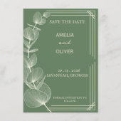 Sage Green Eucalyptus Wedding Save The Date (Voorkant)