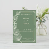 Sage Green Eucalyptus Wedding Save The Date (Staand voorkant)