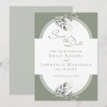 Sage Green Eucalyptus Wedding Save the Date Kaart
