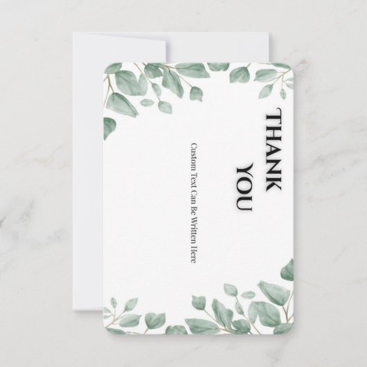 Sage Green Eucalyptus Wedding Thank You Card Bedankkaart (Voorkant)