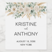 Sage Green Eucalyptus Wedding Wijn Etiket (Enkel label)