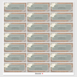 Sage Green Eucalyptus White Floral Lace Adres Sticker