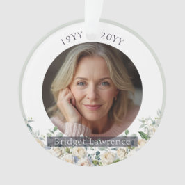 Sage Green Eucalyptus White Roses Remembrance Ornament